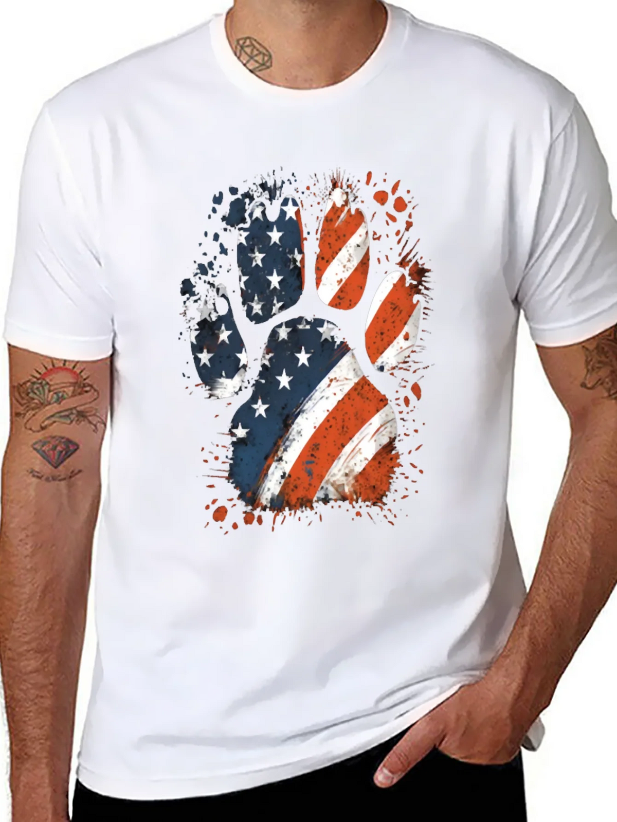 Patriotic Dog Paw Print Graphic Tee product image 7