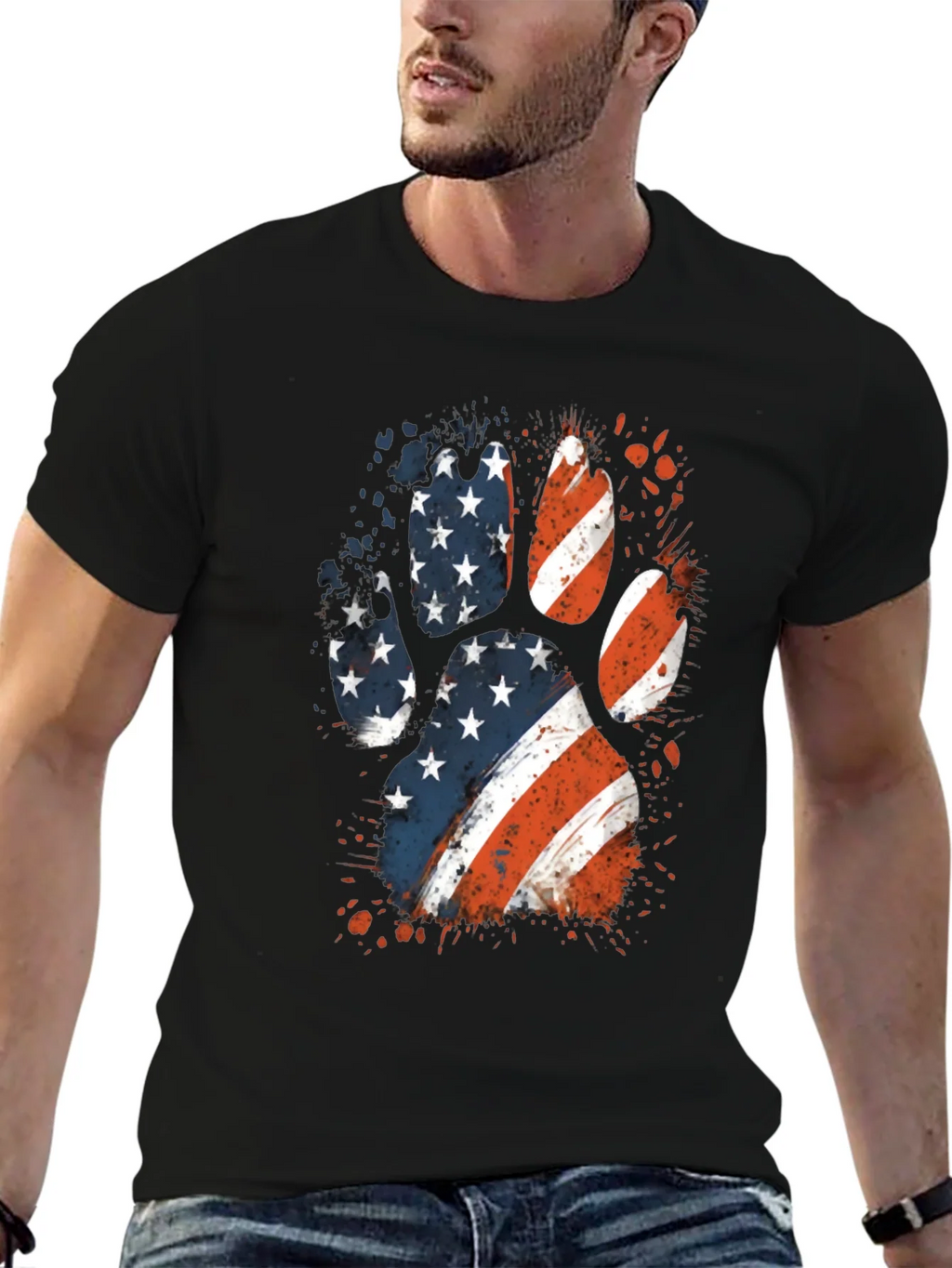 Patriotic Dog Paw Print Graphic Tee product image 6
