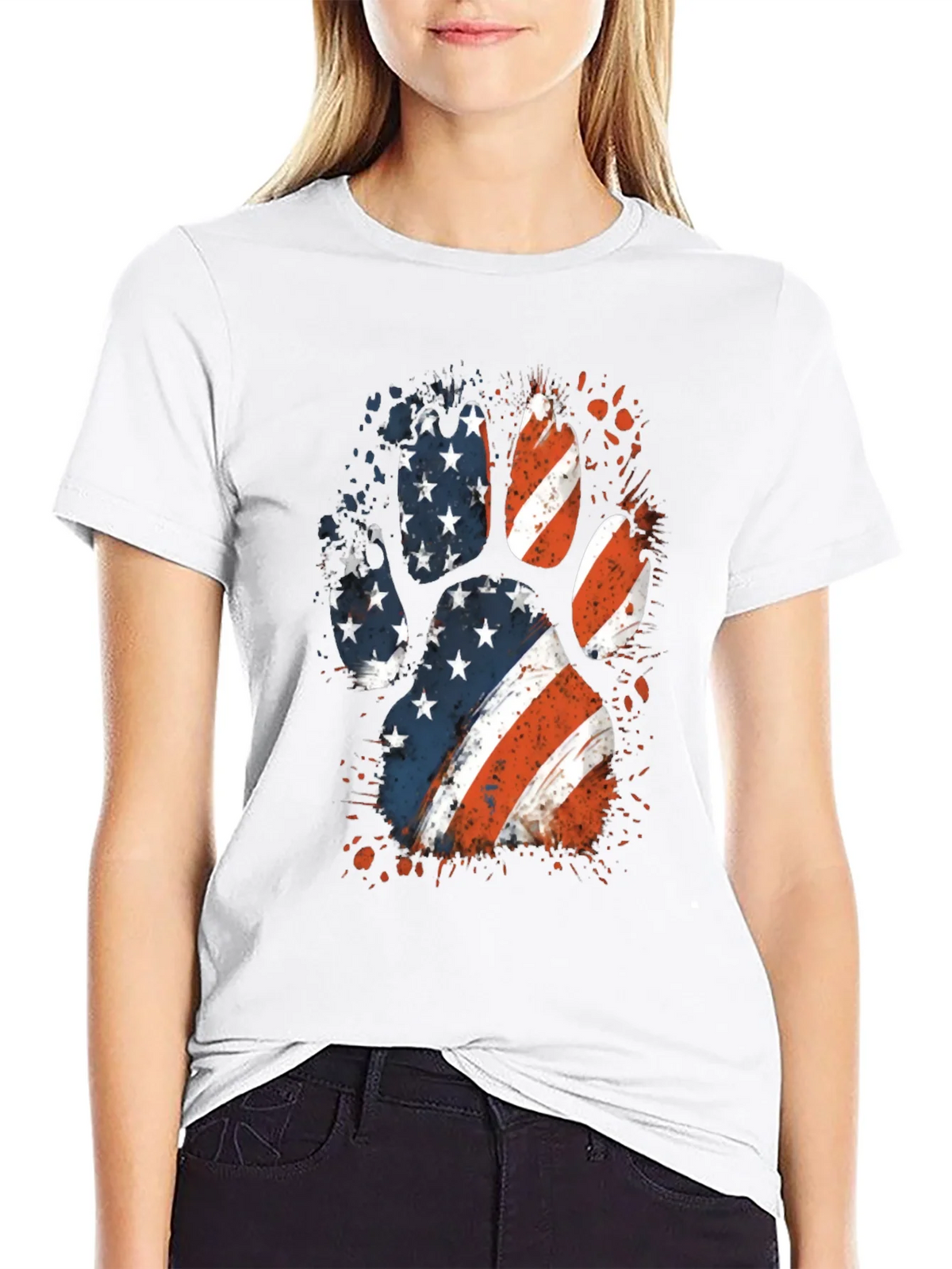 Patriotic Dog Paw Print Graphic Tee product image 8