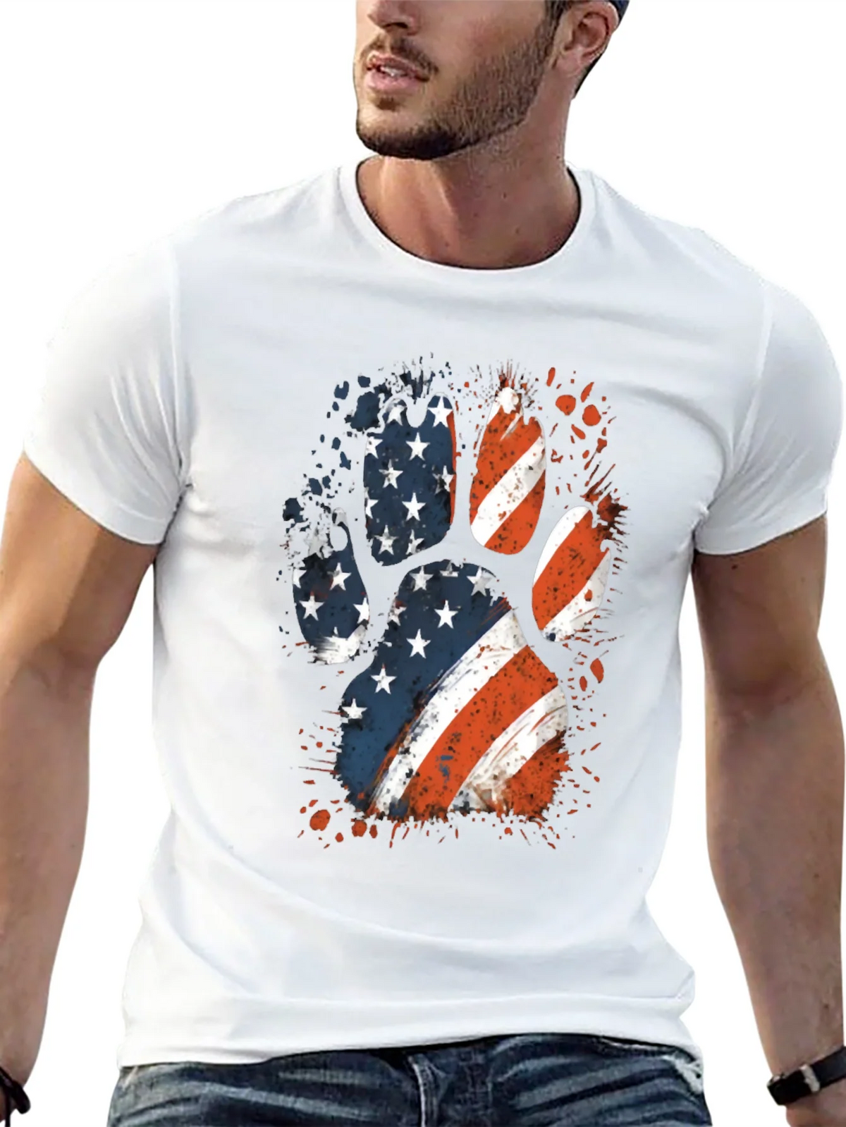 Patriotic Dog Paw Print Graphic Tee product image 12