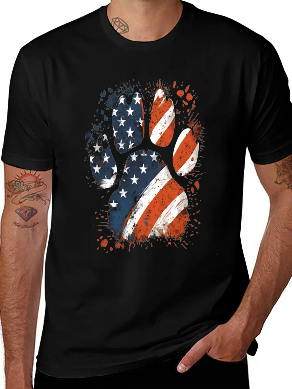 Patriotic Dog Paw Print Graphic Tee product image 1