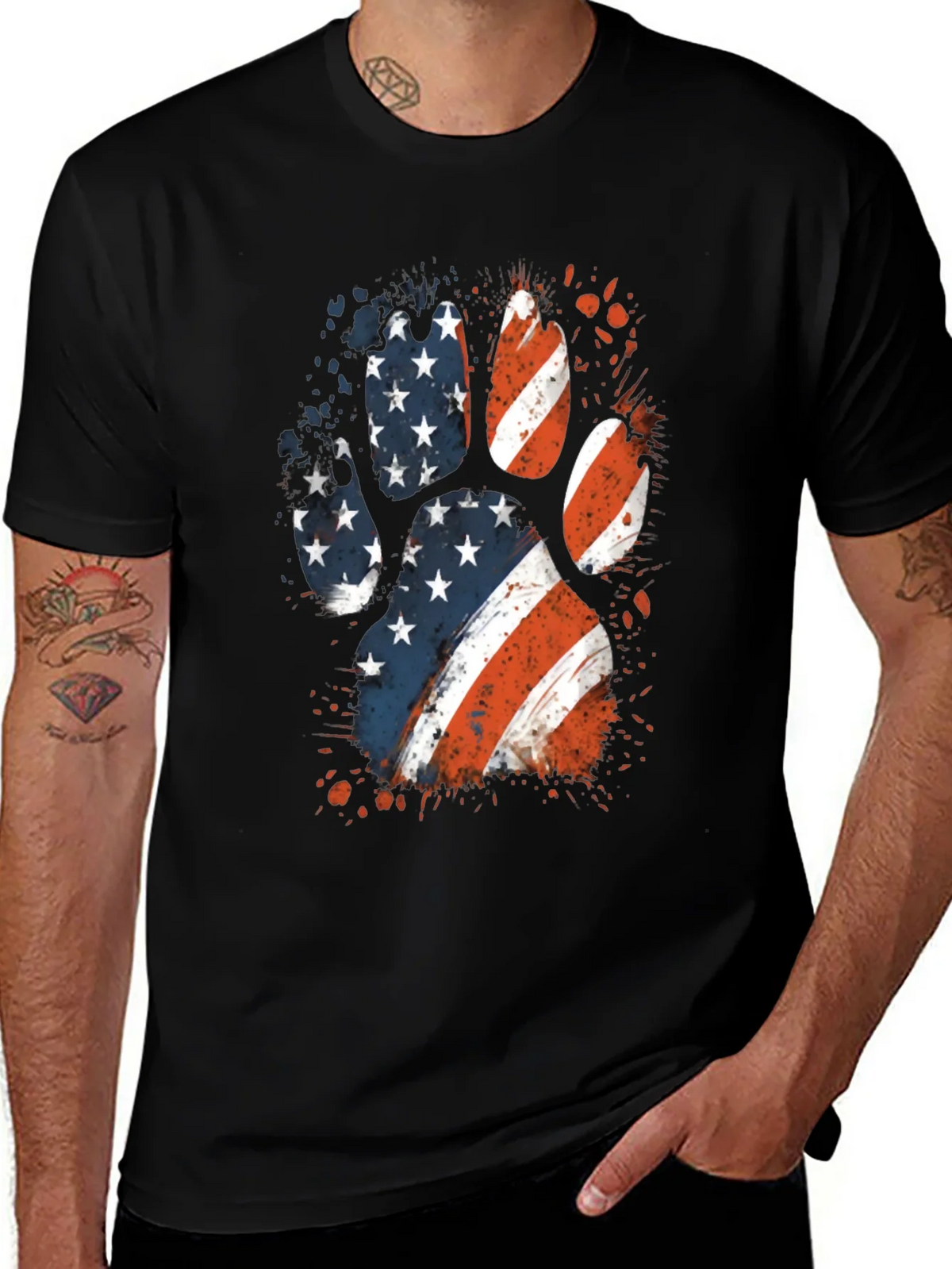 Patriotic Dog Paw Print Graphic Tee product image 1