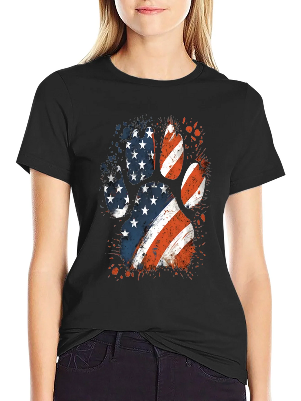 Patriotic Dog Paw Print Graphic Tee product image 2