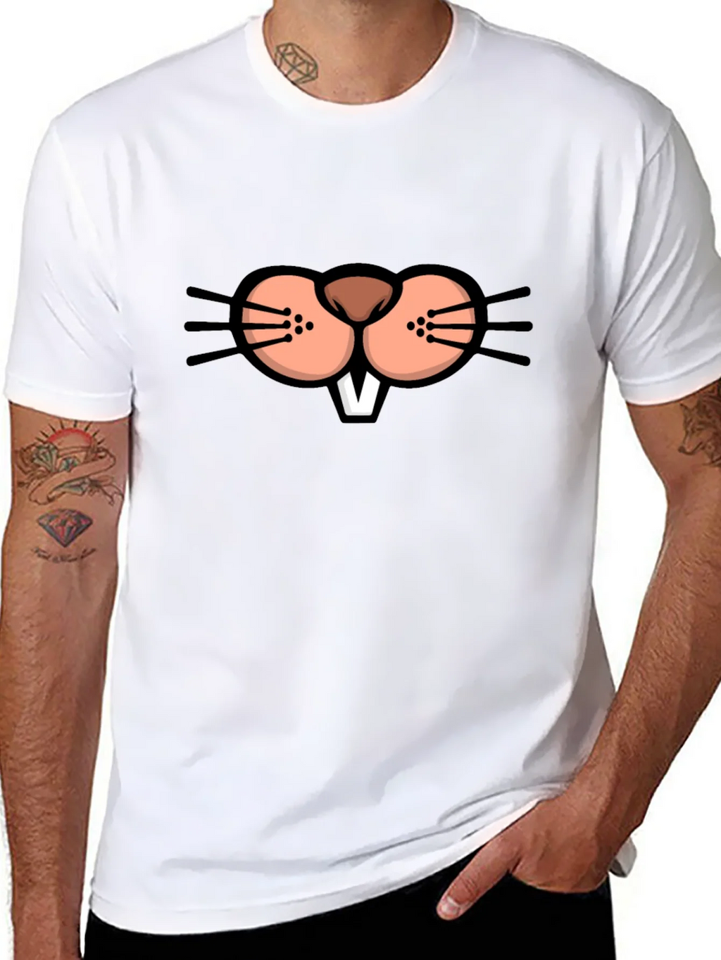 Funny Beaver Face Graphic T-Shirt product image 7