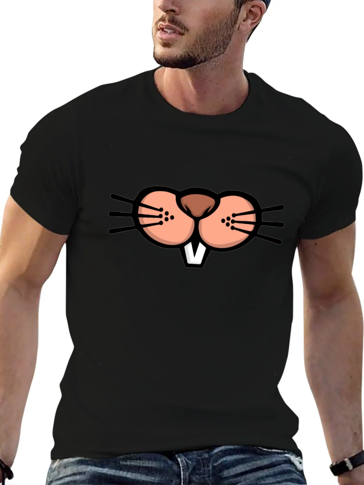 Funny Beaver Face Graphic T-Shirt product image 6