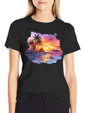 Tropical Sunset Palm Tree Graphic T-Shirt product image 1