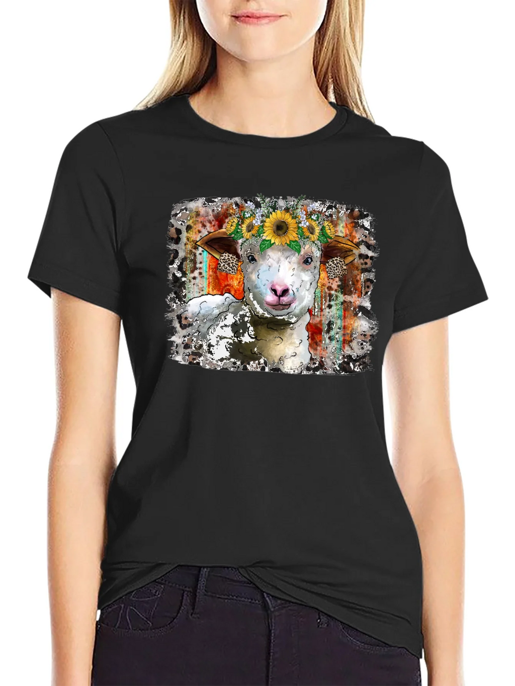 Sheep Sunflower Crown Graphic Tee product image 2