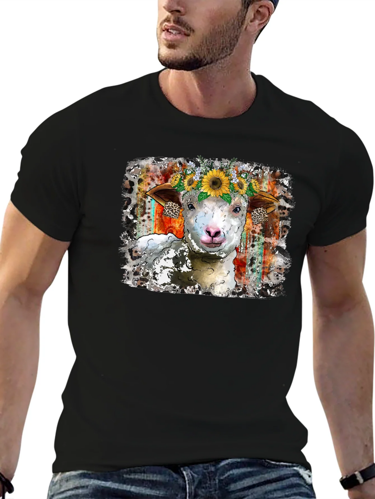 Sheep Sunflower Crown Graphic Tee product image 6