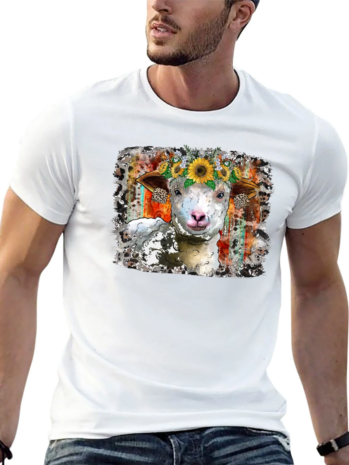 Sheep Sunflower Crown Graphic Tee product image 12