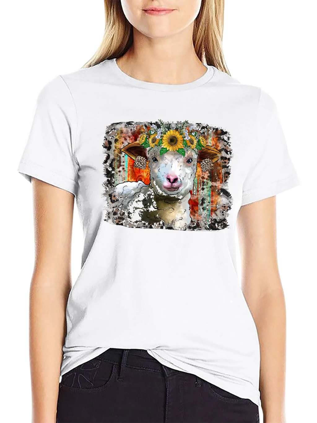 Sheep Sunflower Crown Graphic Tee product image 8