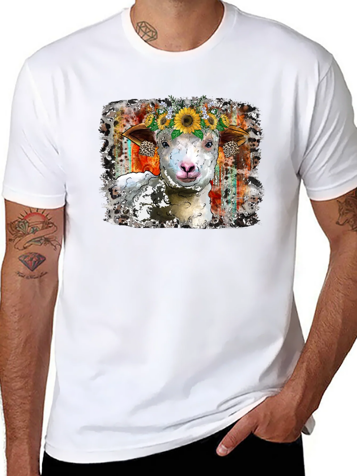Sheep Sunflower Crown Graphic Tee product image 7