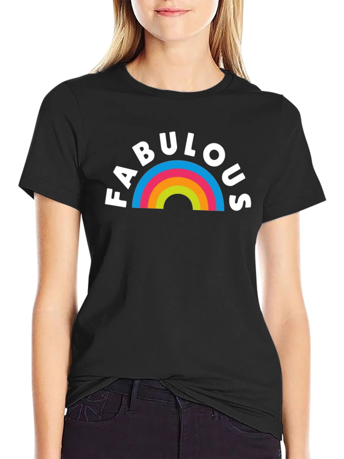 Fabulous Rainbow Graphic T-Shirt - Black product image 2
