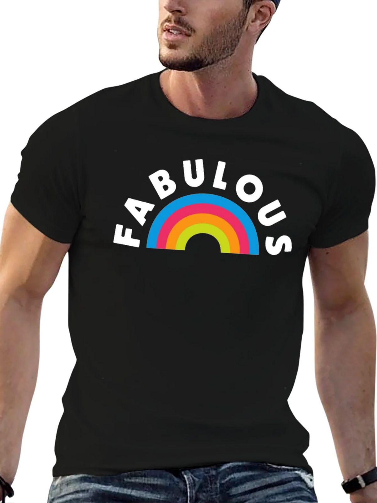 Fabulous Rainbow Graphic T-Shirt - Black product image 6