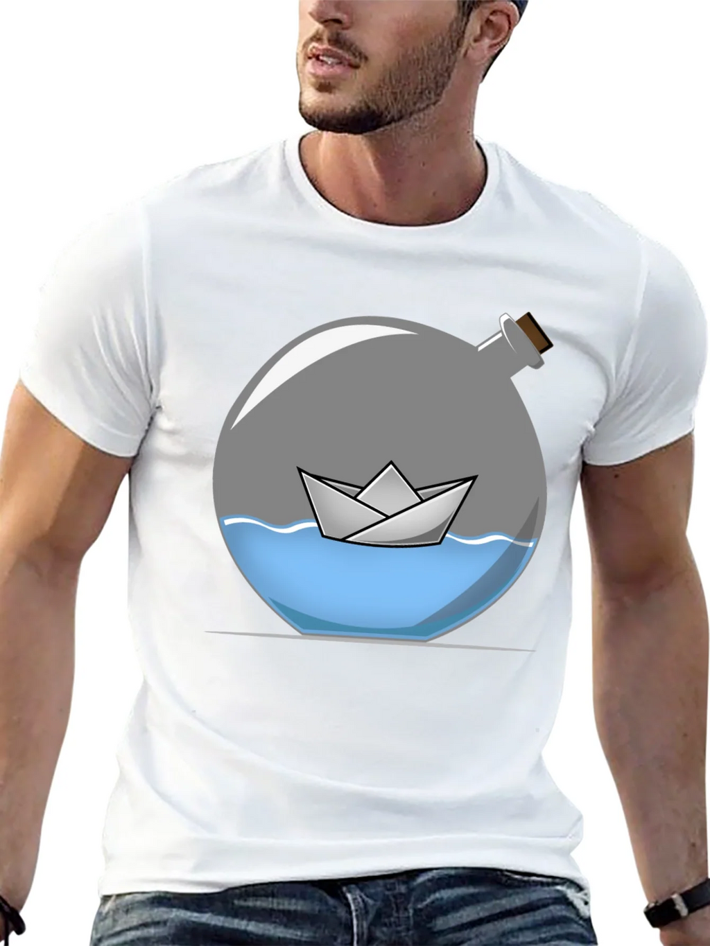 Paper Boat in Bottle Graphic Tee product image 12