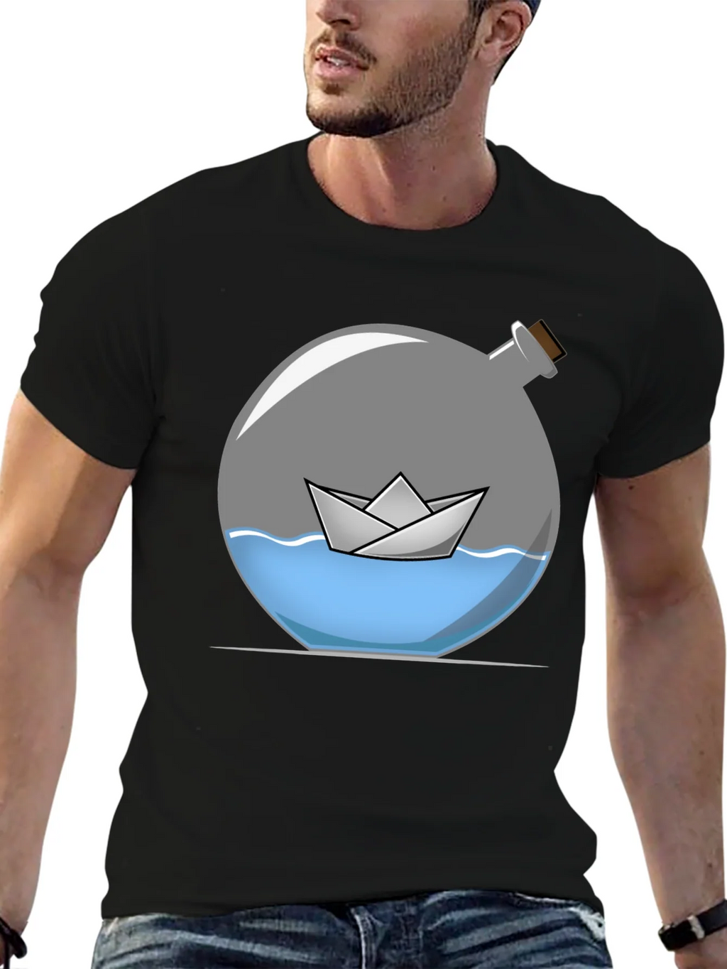 Paper Boat in Bottle Graphic Tee product image 6