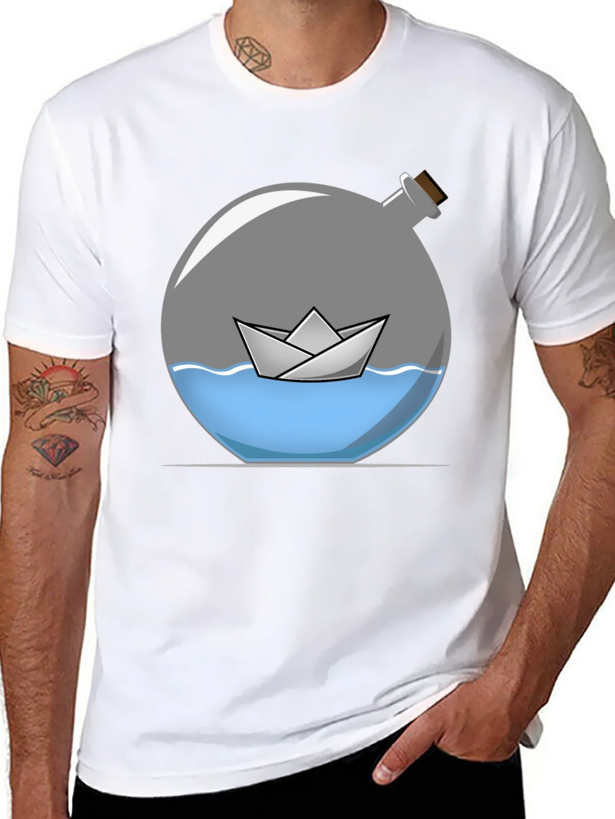 Paper Boat in Bottle Graphic Tee product image 7