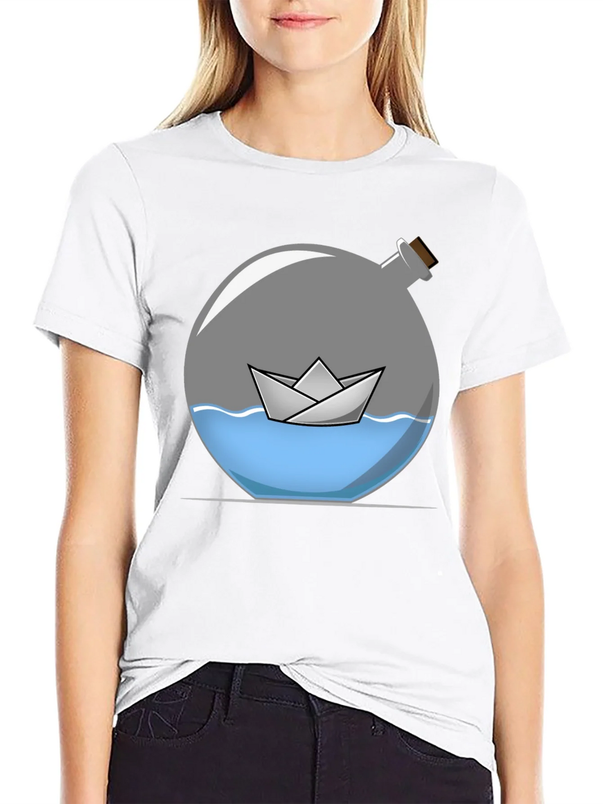 Paper Boat in Bottle Graphic Tee product image 8