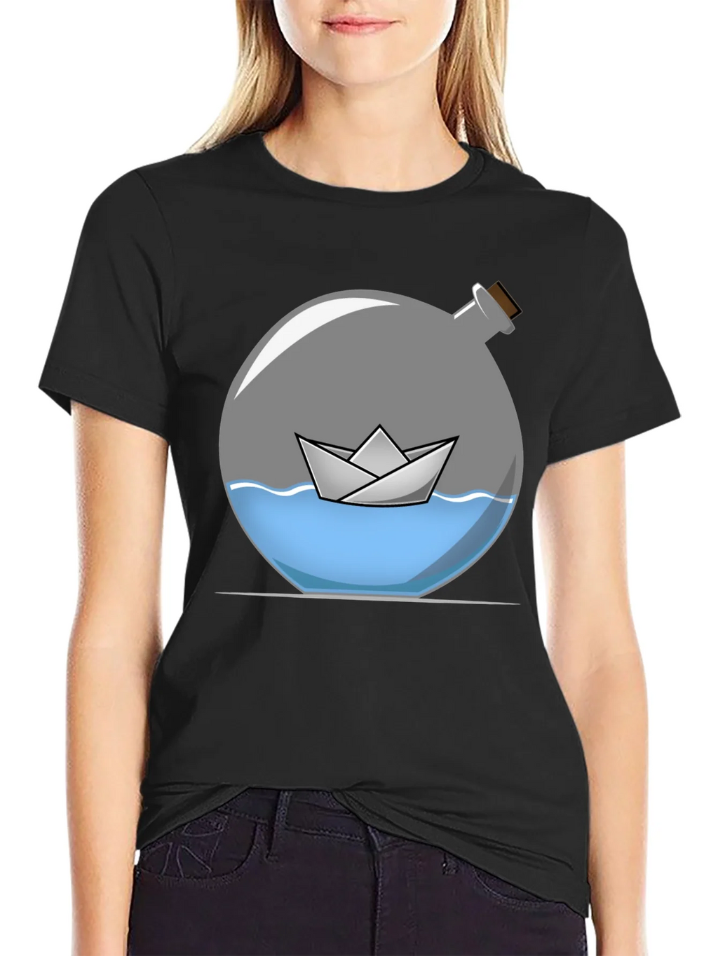 Paper Boat in Bottle Graphic Tee product image 2