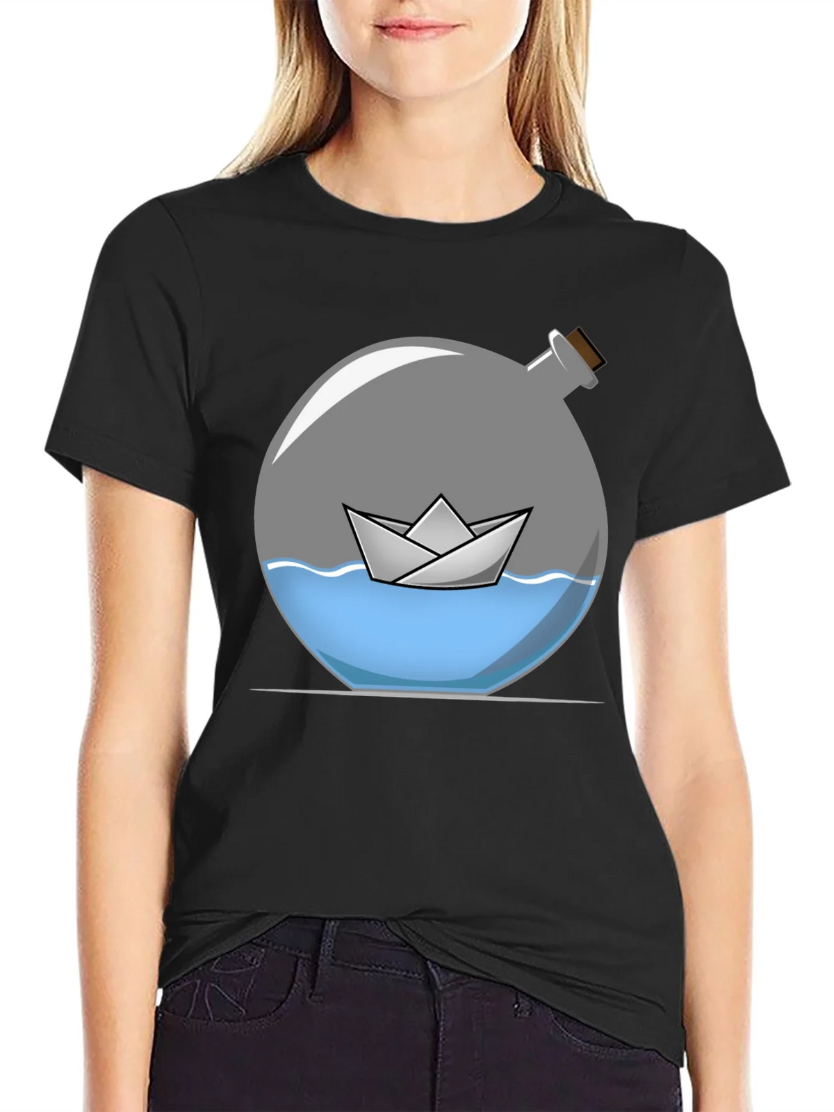 Paper Boat in Bottle Graphic Tee product image 2