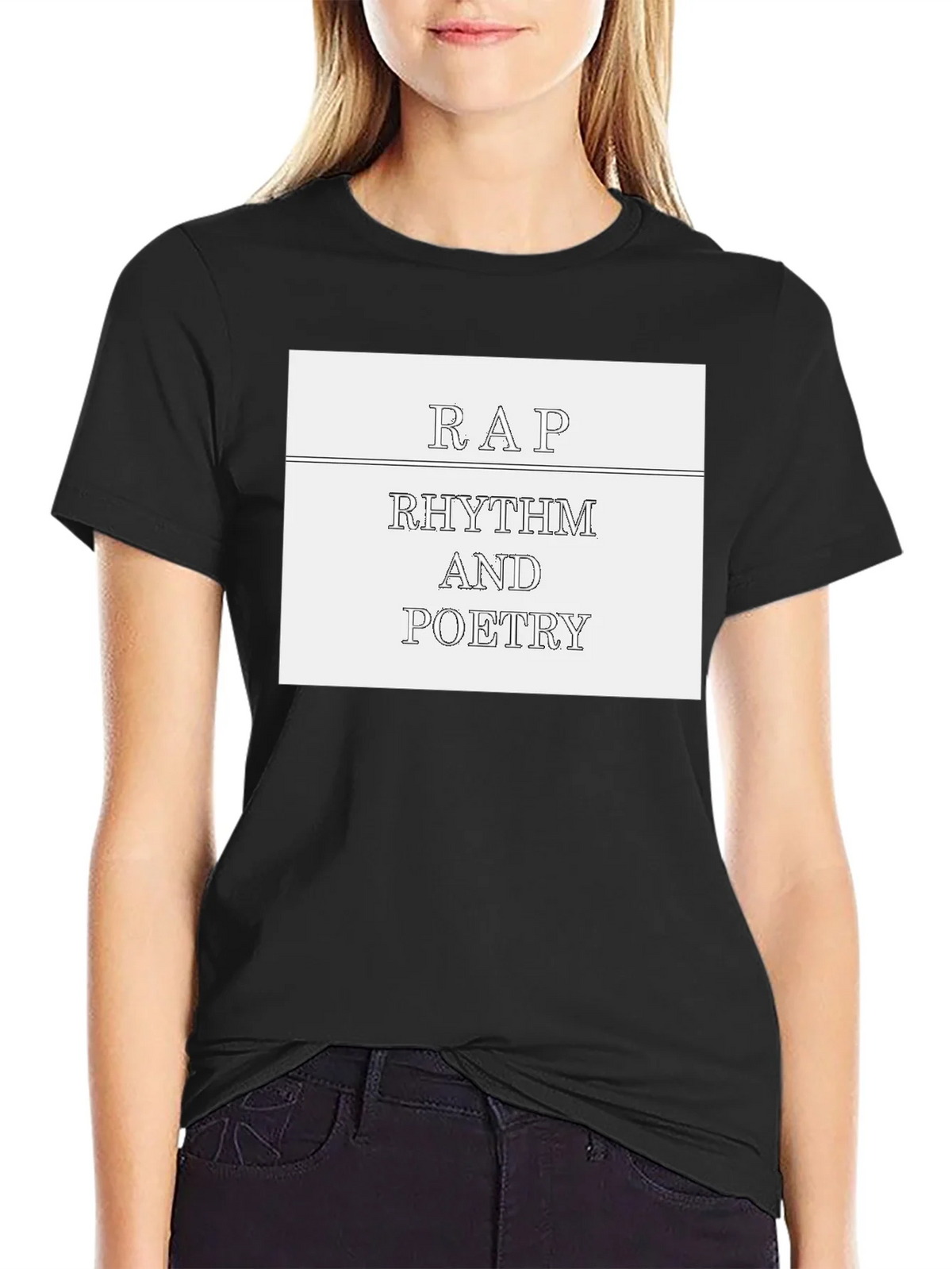 Rap Rhythm & Poetry Graphic Tee - Black Cotton T-Shirt product image 2