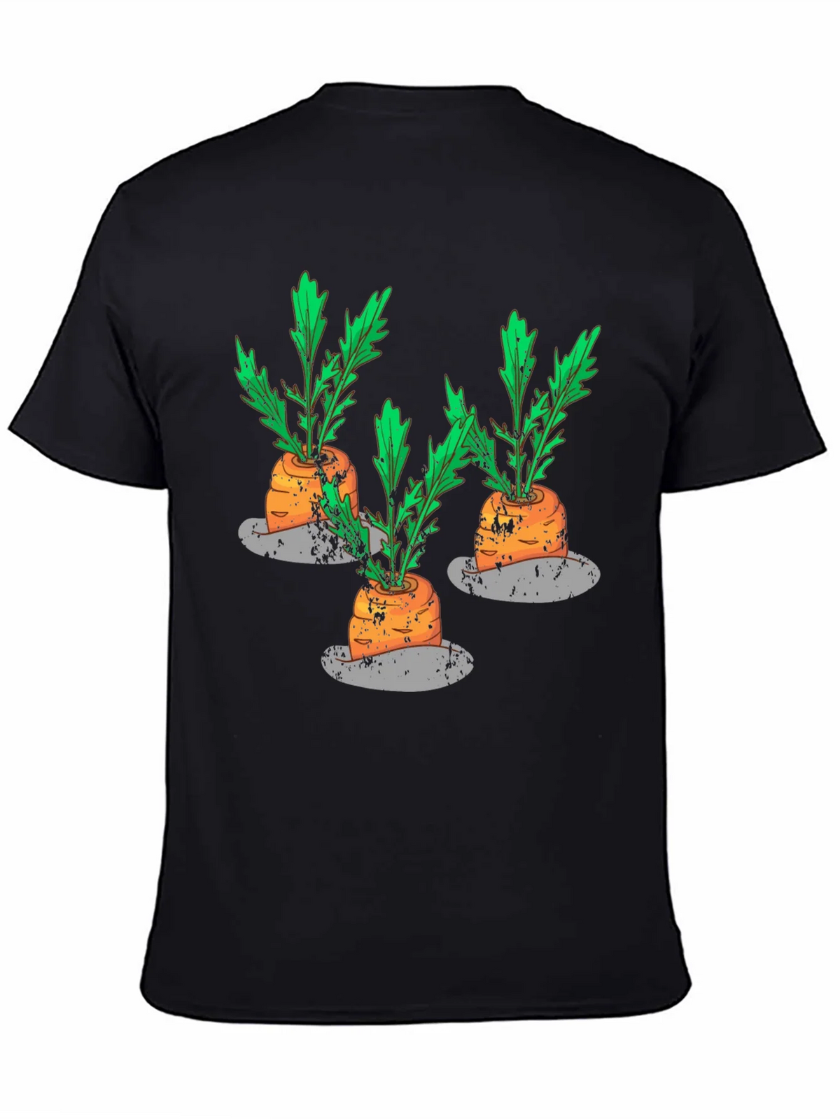 Whimsical Carrot Print Black T-Shirt product image 4