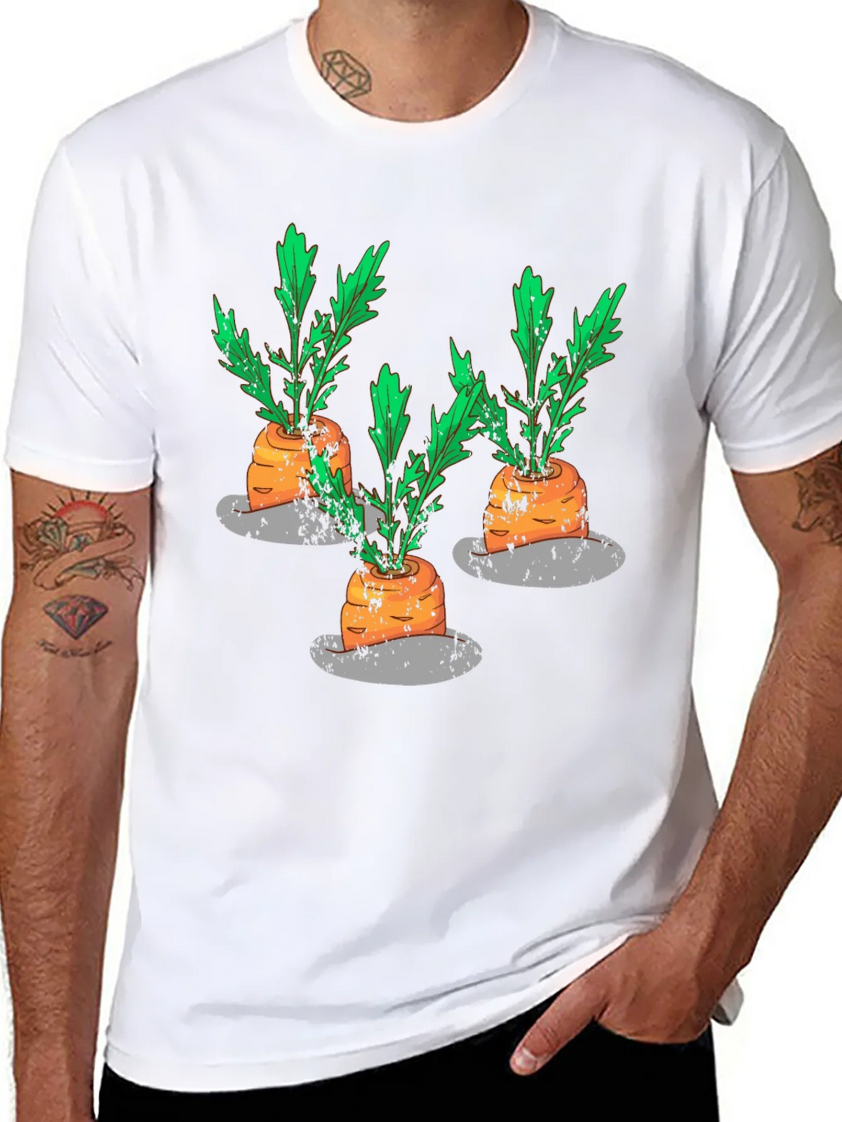 Whimsical Carrot Print Black T-Shirt product image 7