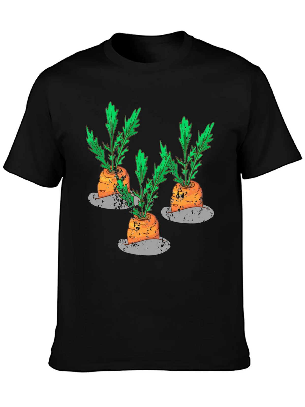 Whimsical Carrot Print Black T-Shirt product image 3