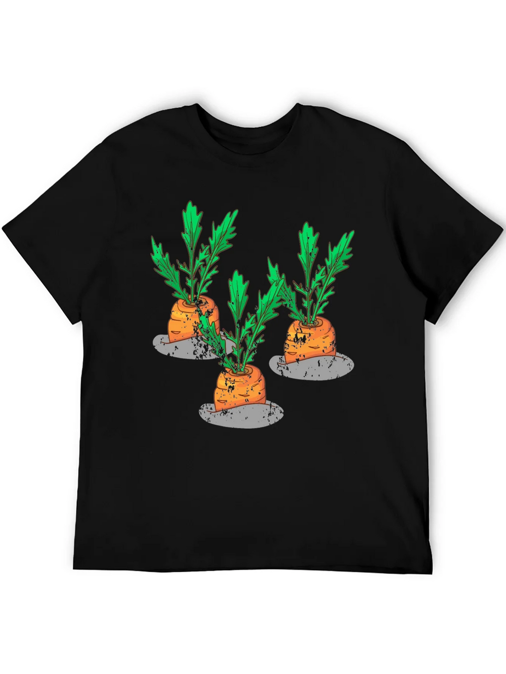 Whimsical Carrot Print Black T-Shirt product image 5