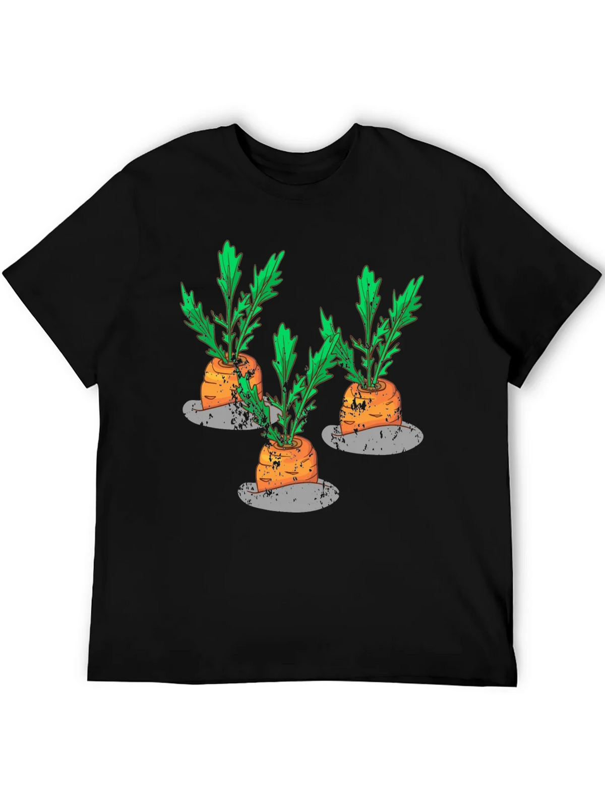 Whimsical Carrot Print Black T-Shirt product image 5