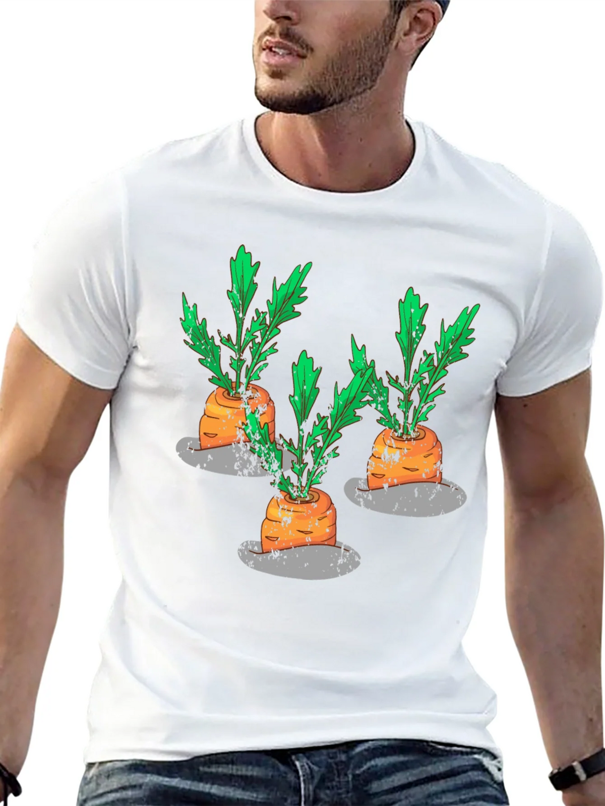 Whimsical Carrot Print Black T-Shirt product image 12