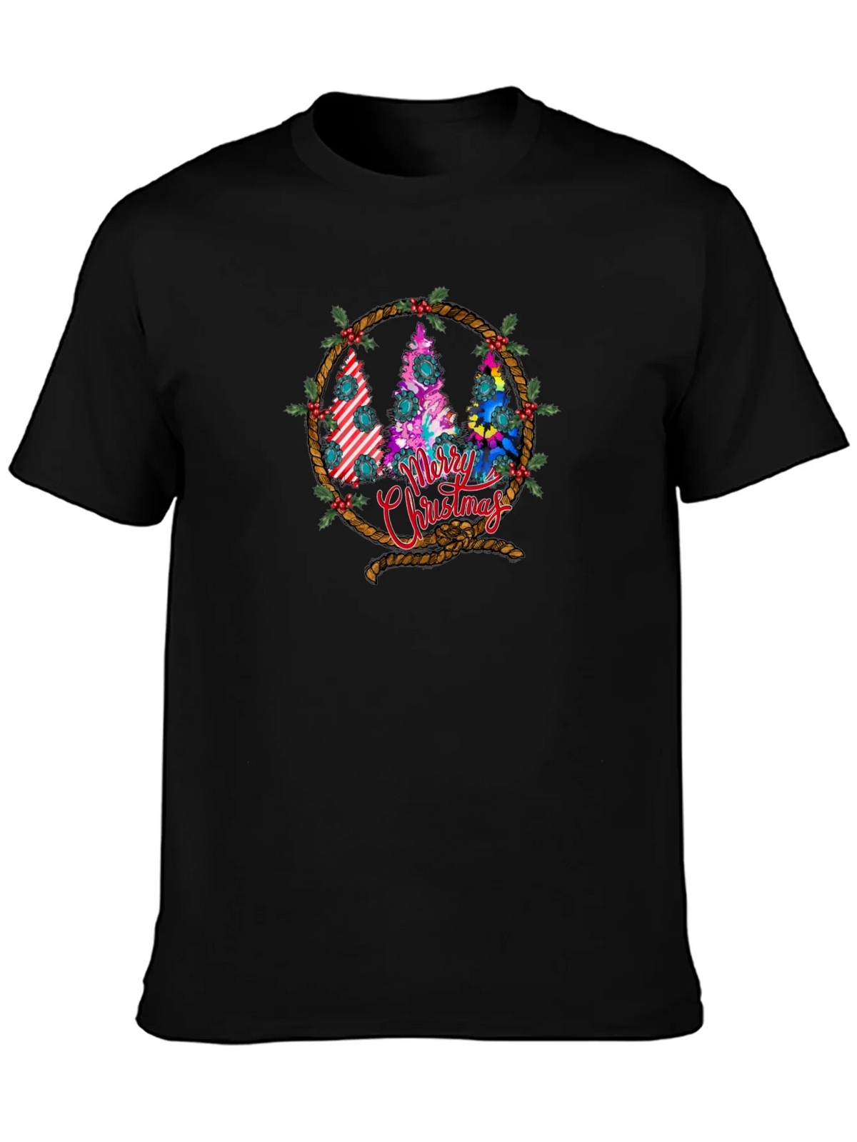Merry Christmas Tree Wreath Graphic T-Shirt product image 3