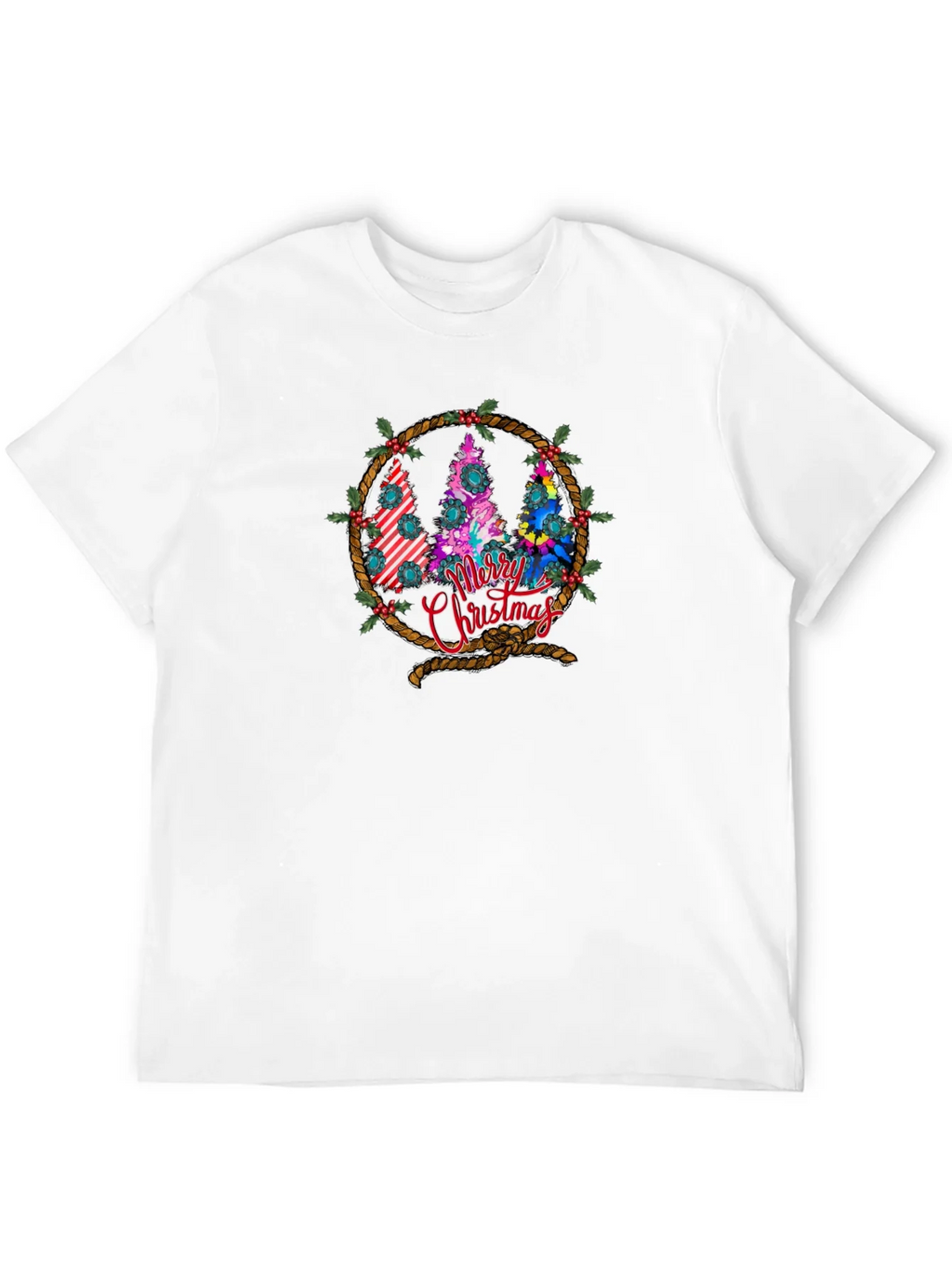 Merry Christmas Tree Wreath Graphic T-Shirt product image 9