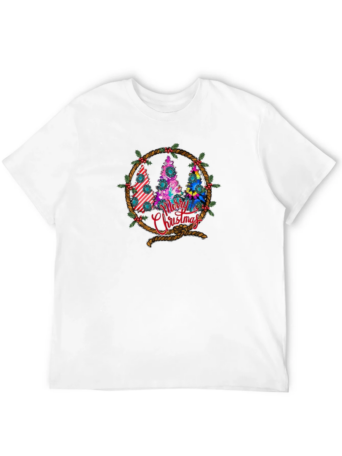 Merry Christmas Tree Wreath Graphic T-Shirt product image 9