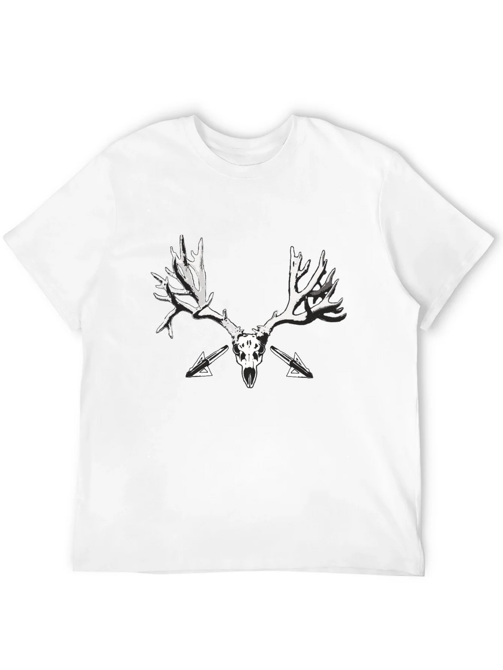 Black T-Shirt with Skull and Antler Graphic Print product image 10