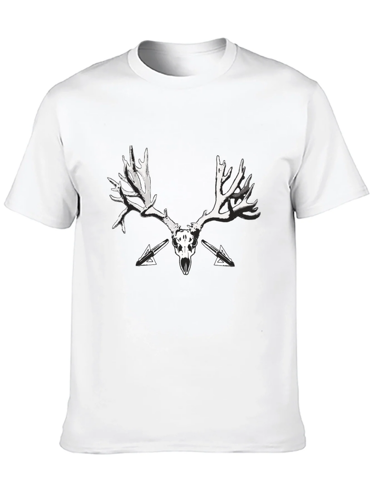 Black T-Shirt with Skull and Antler Graphic Print product image 8