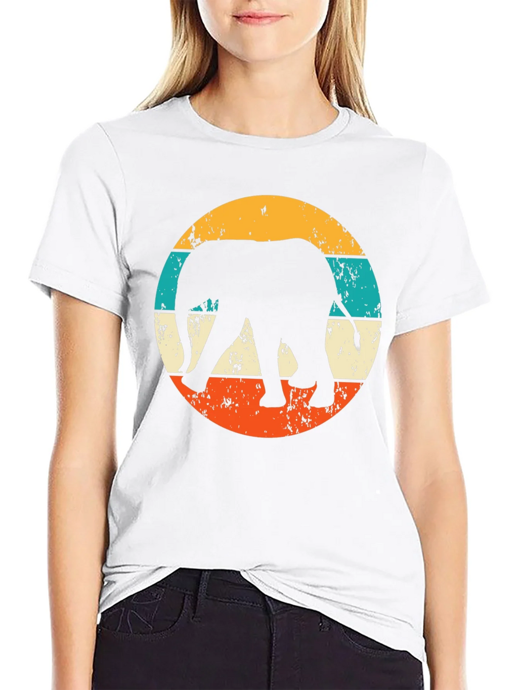 Retro Elephant Graphic Tee - Black Cotton Blend product image 2