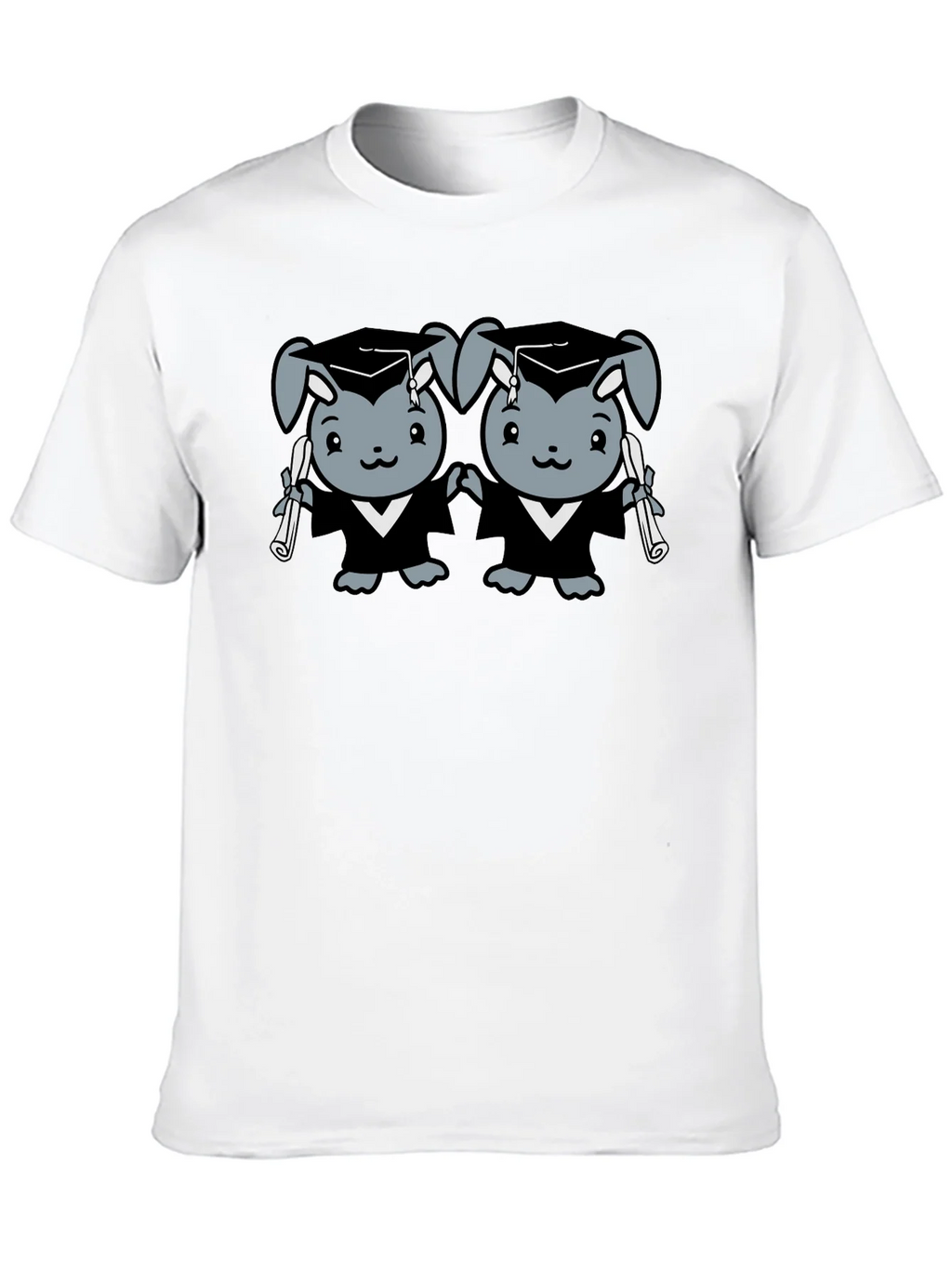 Graduation Bunnies T-Shirt - Unisex Black Tee product image 2