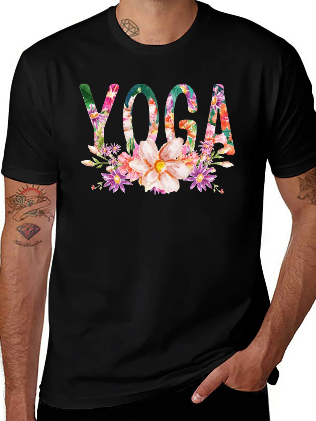 Floral Yoga T-Shirt - Black product image 1