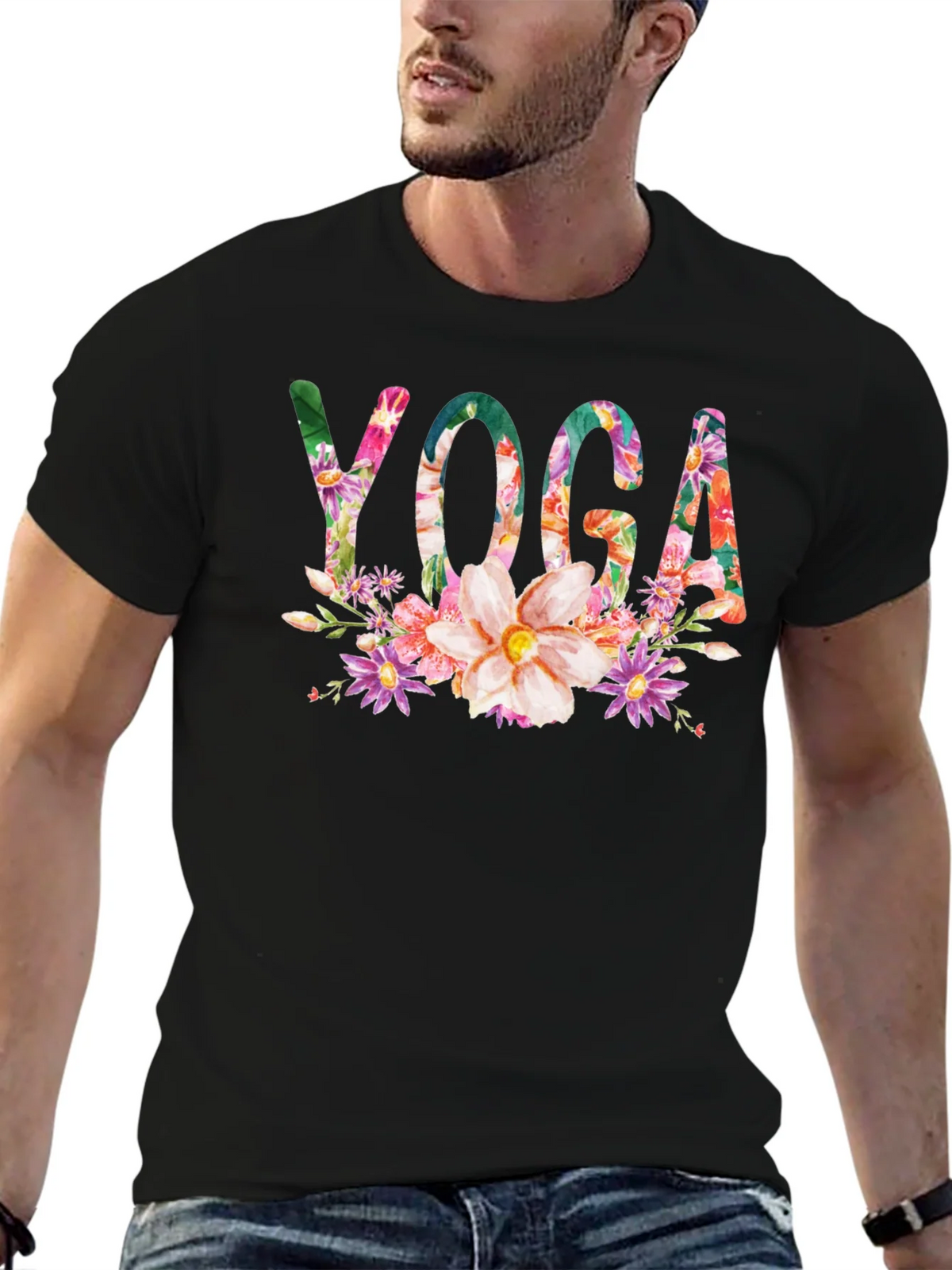 Floral Yoga T-Shirt - Black product image 6