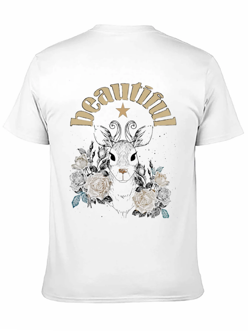 Beautiful Floral Deer Graphic Tee - Black Cotton Blend product image 10