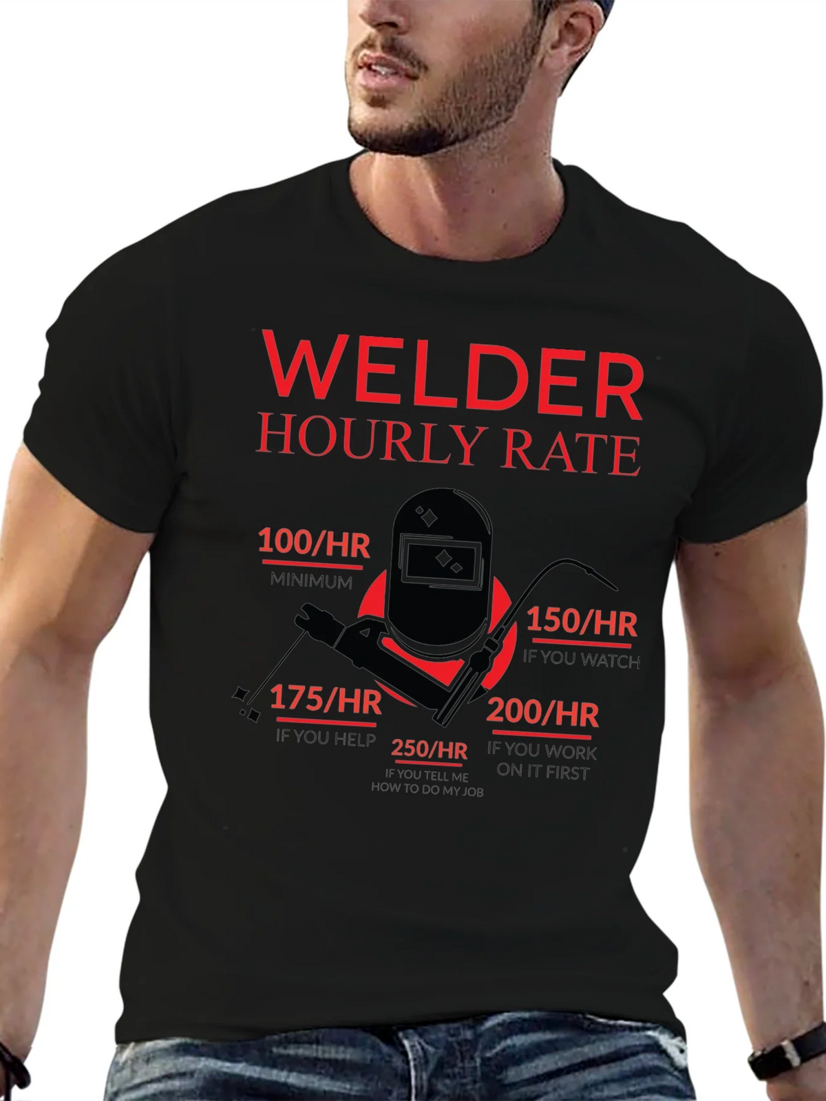Welder Hourly Rate Funny Black T-Shirt product image 6