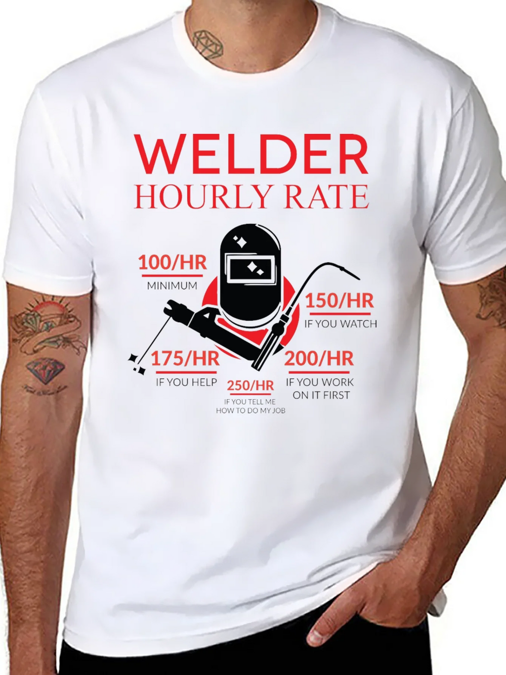Welder Hourly Rate Funny Black T-Shirt product image 7