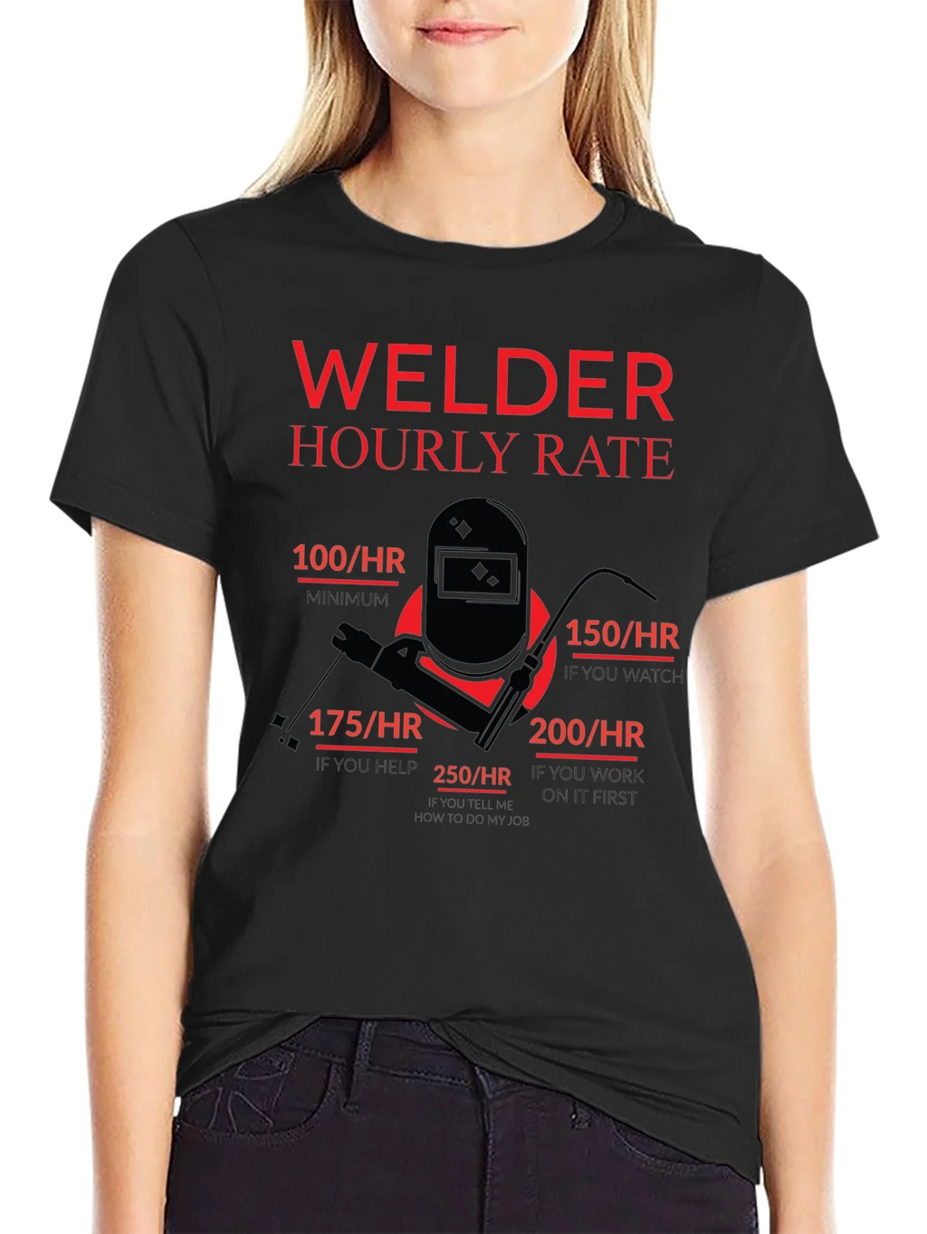 Welder Hourly Rate Funny Black T-Shirt product image 2