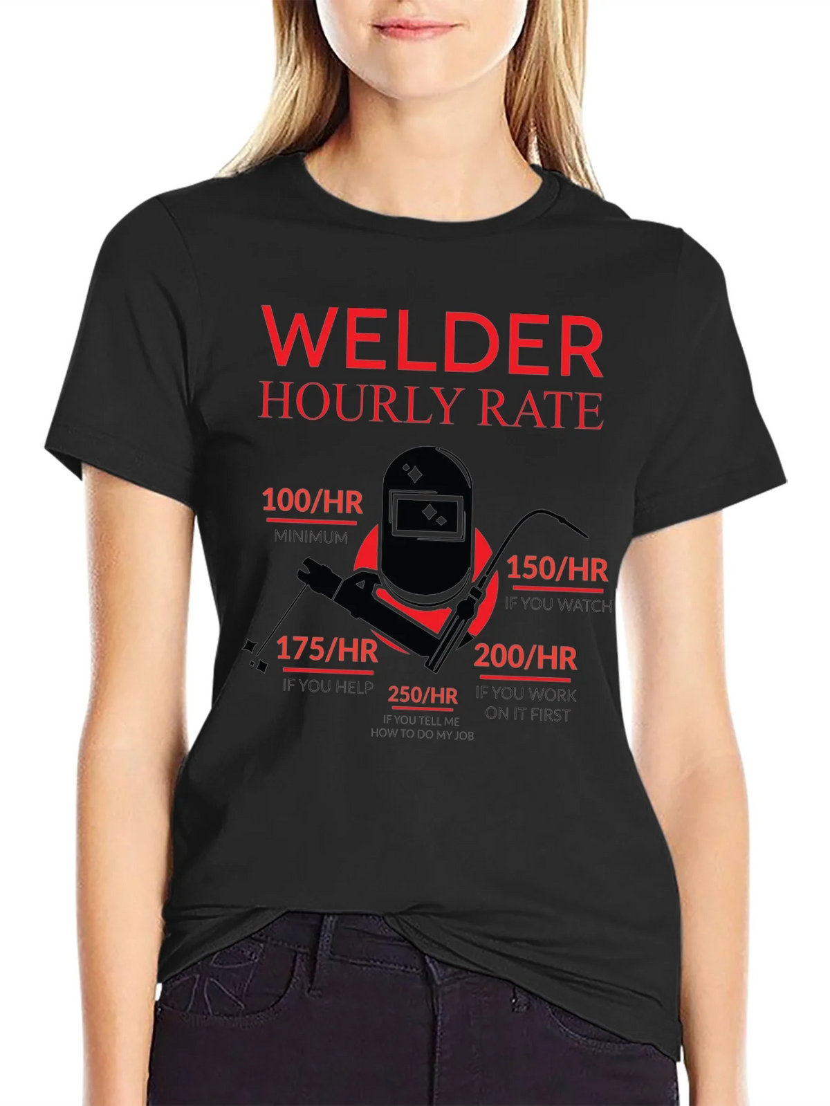 Welder Hourly Rate Funny Black T-Shirt product image 2