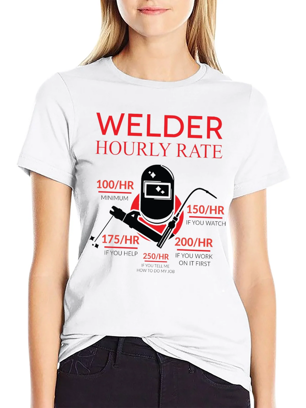 Welder Hourly Rate Funny Black T-Shirt product image 8