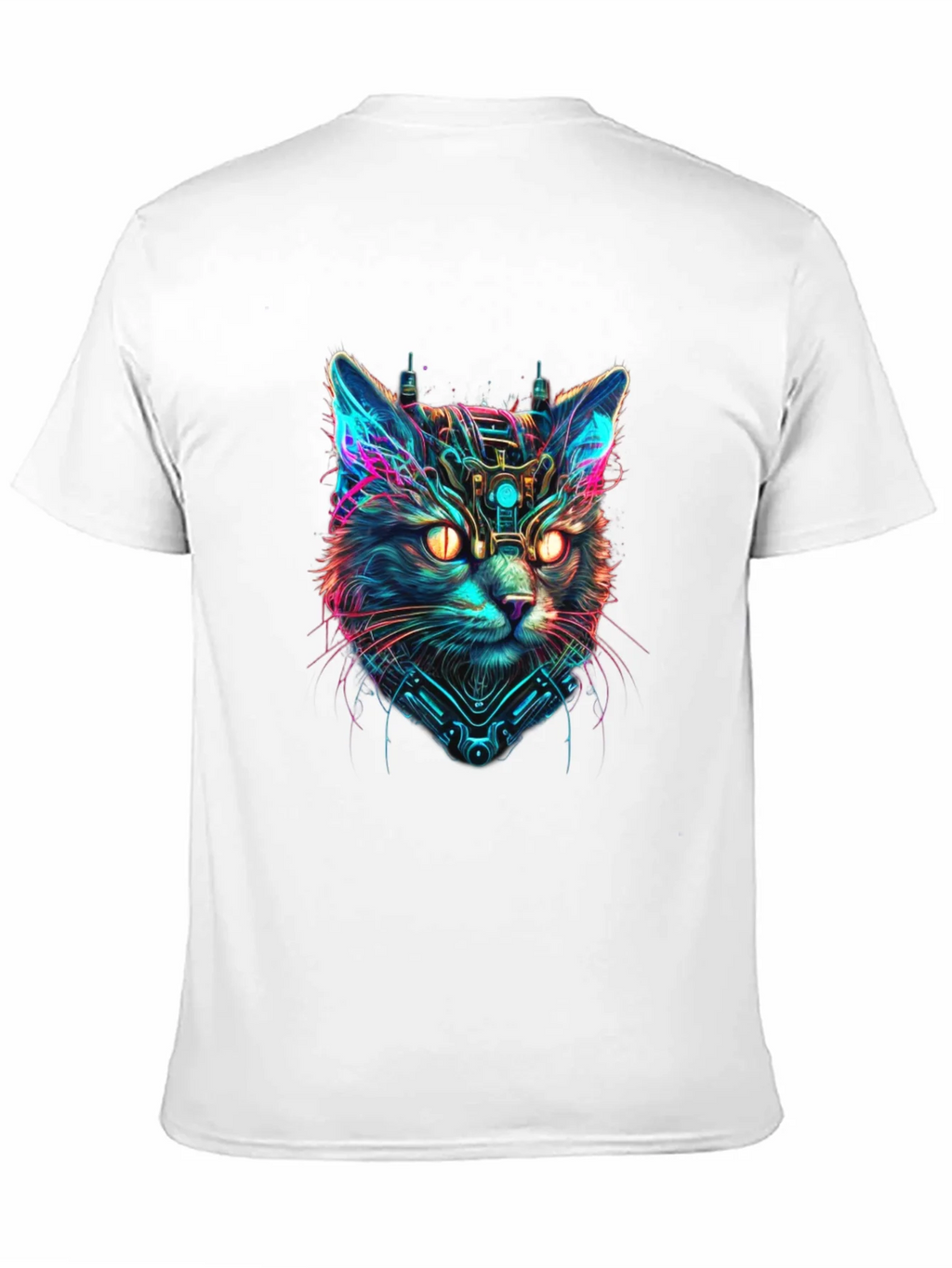Cyberpunk Cat Graphic Black T-Shirt product image 10