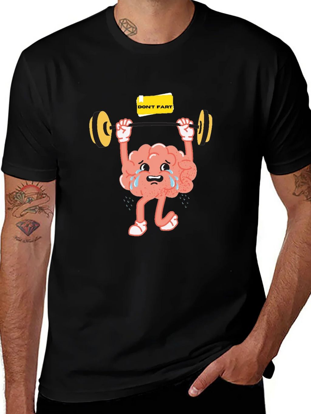Funny Brain Lifting Weights Graphic T-Shirt product image 1