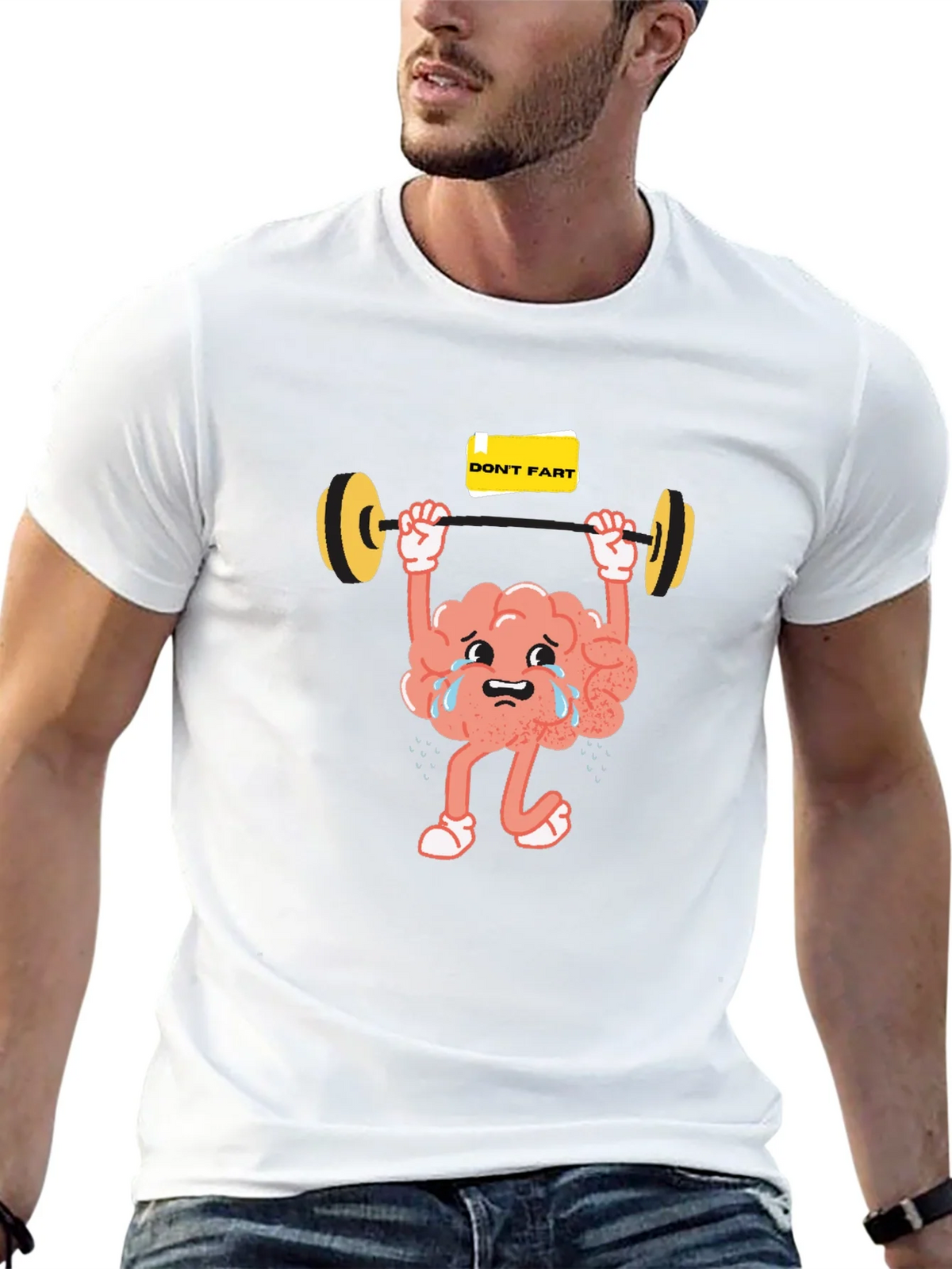 Funny Brain Lifting Weights Graphic T-Shirt product image 8