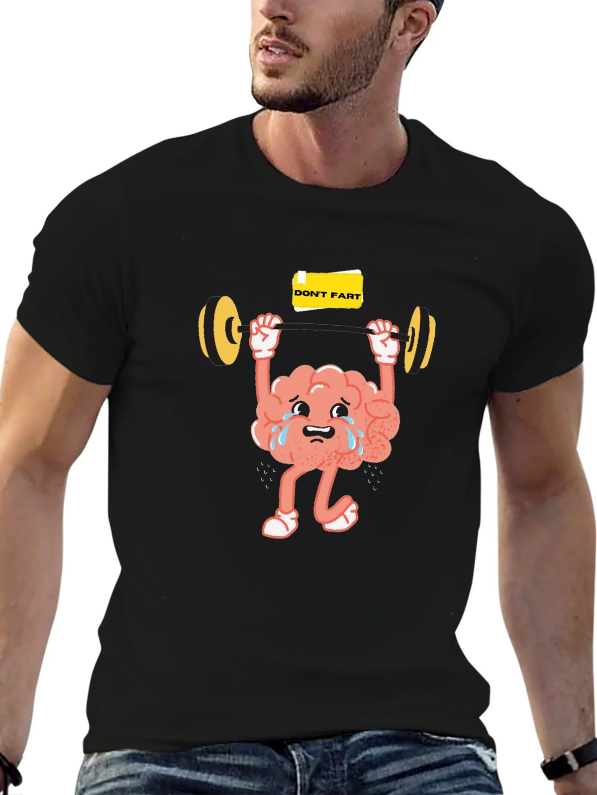 Funny Brain Lifting Weights Graphic T-Shirt product image 4