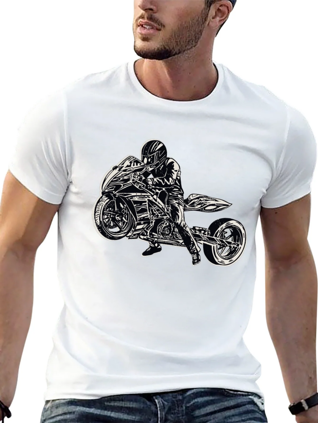 Motorcycle Rider Graphic Black T-Shirt product image 5